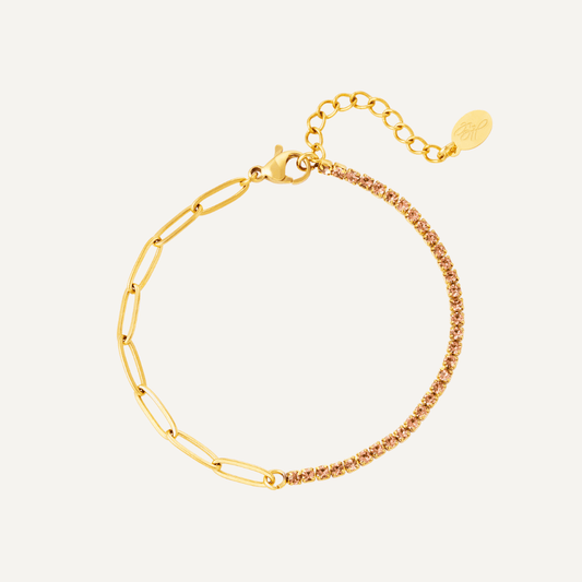 Bracciale Morgana impreziosito da pietre brillanti di zirconi, Realizzato in acciaio inossidabile, Finitura oro - Trinwel.com