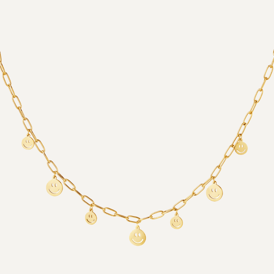 Collana Mara con ciondoli "Smile" di diverse dimensioni, Realizzata in acciaio inossidabile, anallergico e resistente all'acqua - Trinwel.com