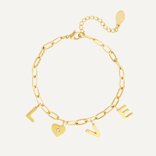 Bracciale Ambra con lettere e cuore impreziosito da pietra in zircone, Realizzato in acciaio inossidabile, anallergico e resistente all'acqua - Trinwel.com